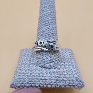 Size 10.75 Sterling Silver Dad Cubic Zirconia Accent Band Ring A5188